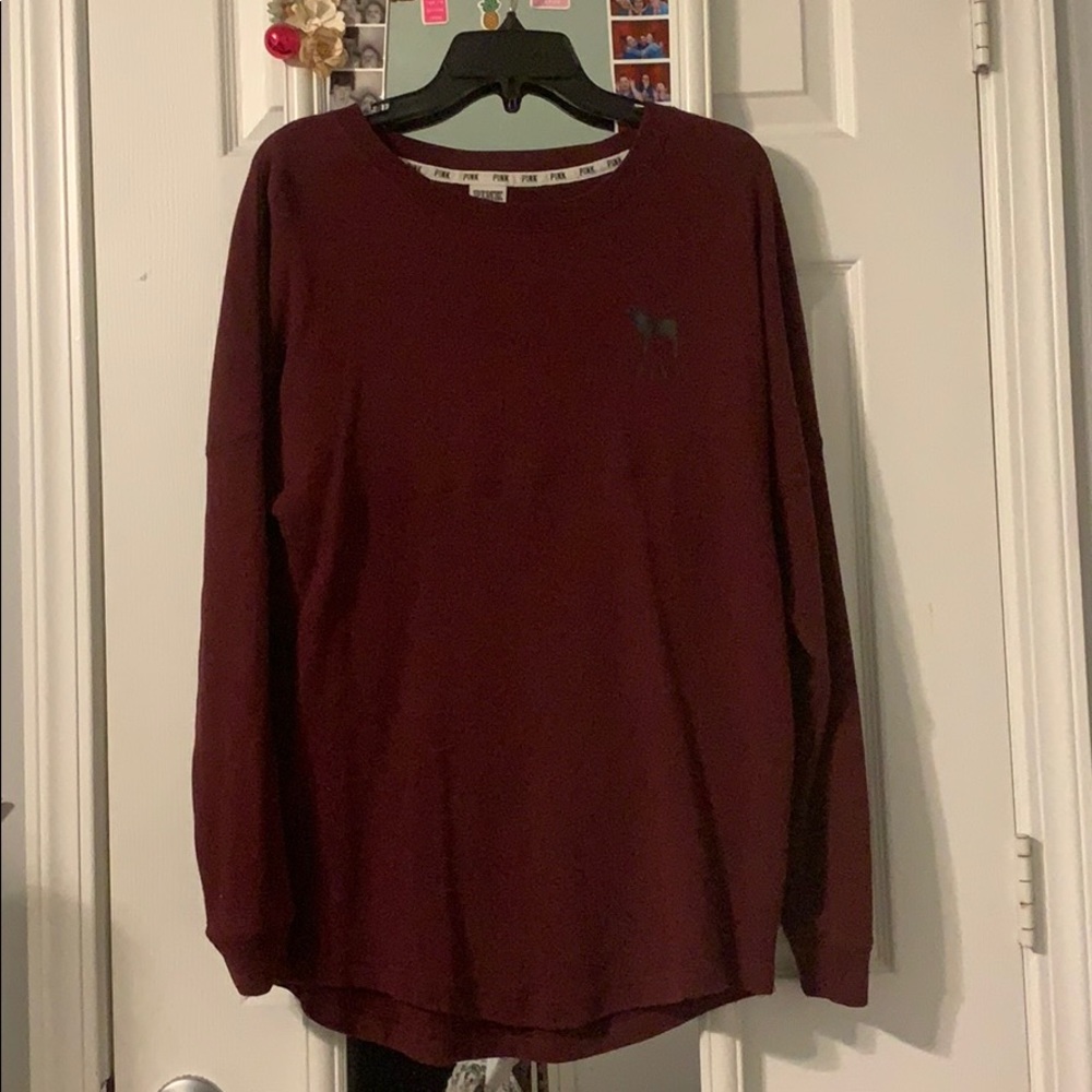 Burgundy PINK Sweater With Leopard Print Back